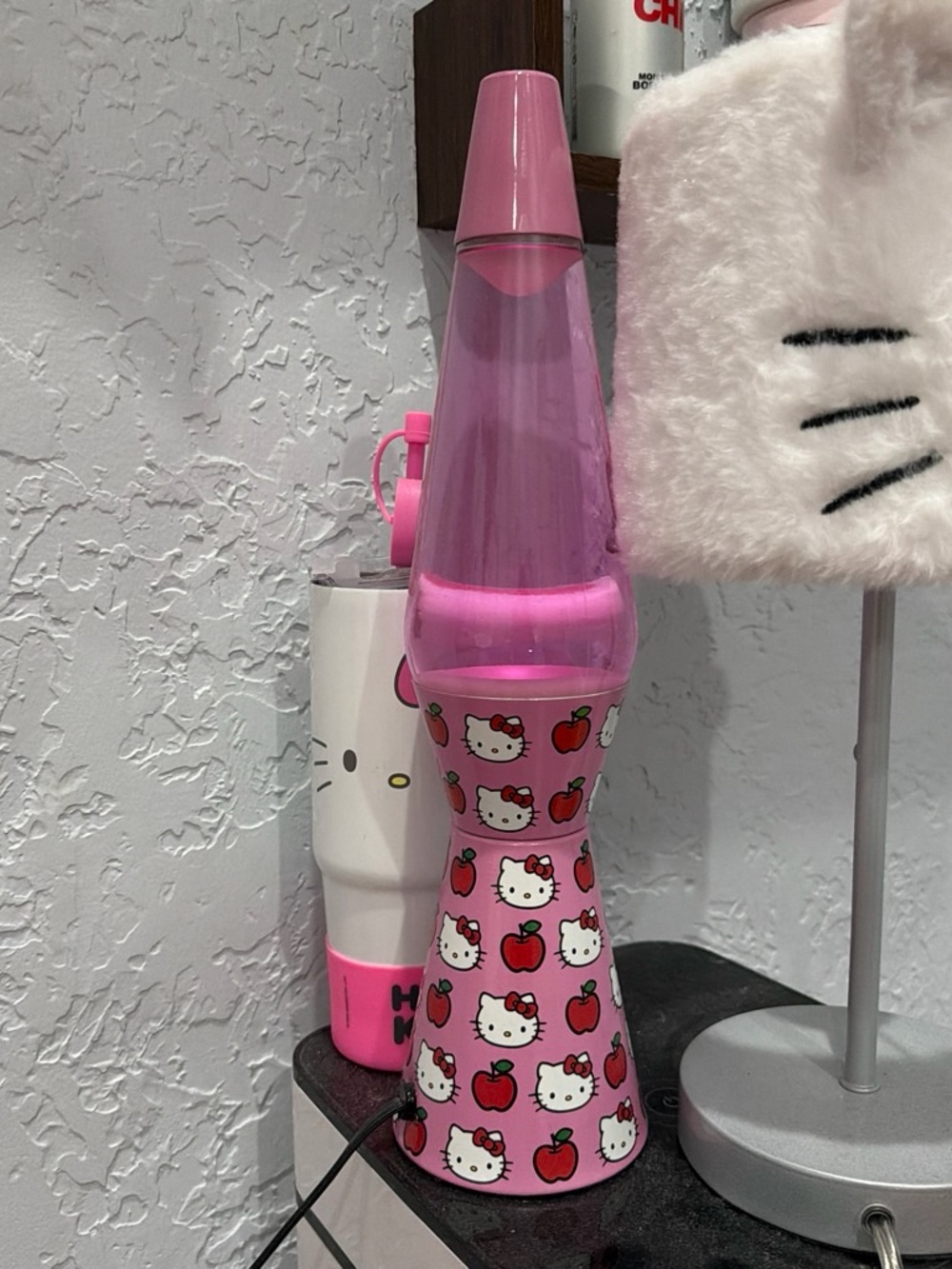 Hello Kitty Pink Patterned Lava Lamp with Apples